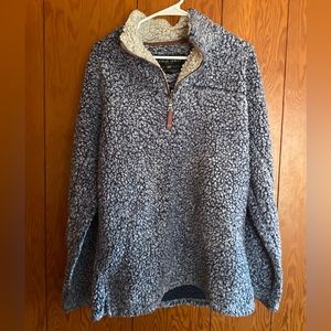 True Grit men’s small Sherpa pull over. Quarter zip. Blue/gray color.